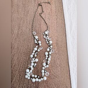 Chloe + Isabel Elegant White Pearl and Crystal Statement Necklace